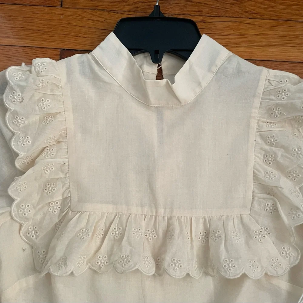 NWT Reformation Bradley Mock Neck Organic Cotton Minidress in Almond Size 2